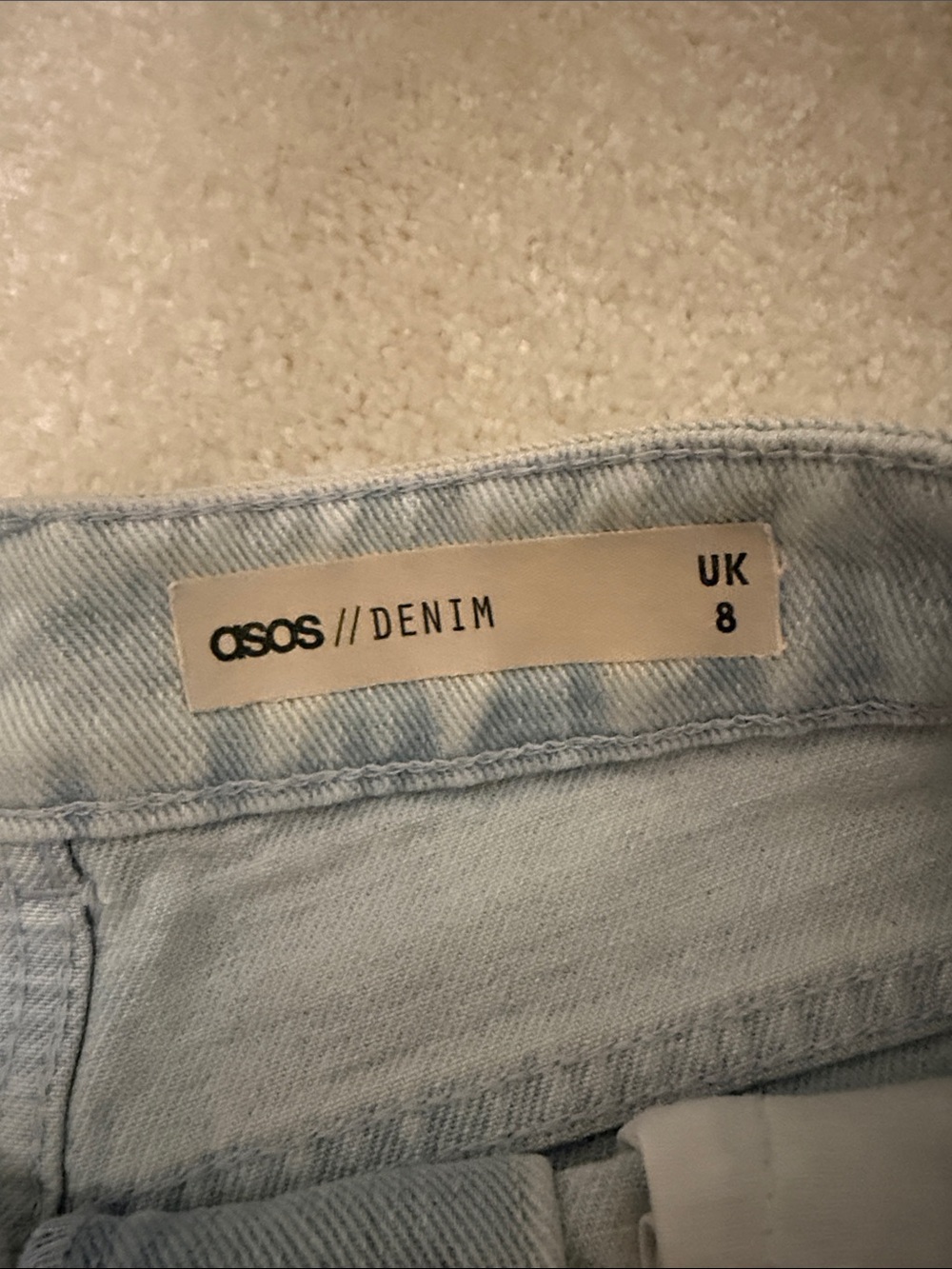 ASOS Light Blue High-Rise Denim Shorts with Front Ring Zip - Picture 2 of 5